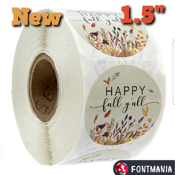 50 ct 1.5"" Happy fall y'all stickers. - Picture 4 of 13